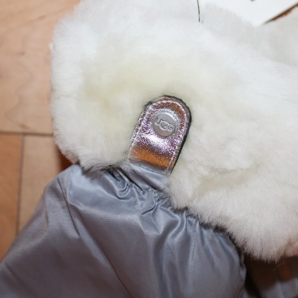 UGG NEW SHEARLING‎ CUFF MITTENS GRAY SILVER